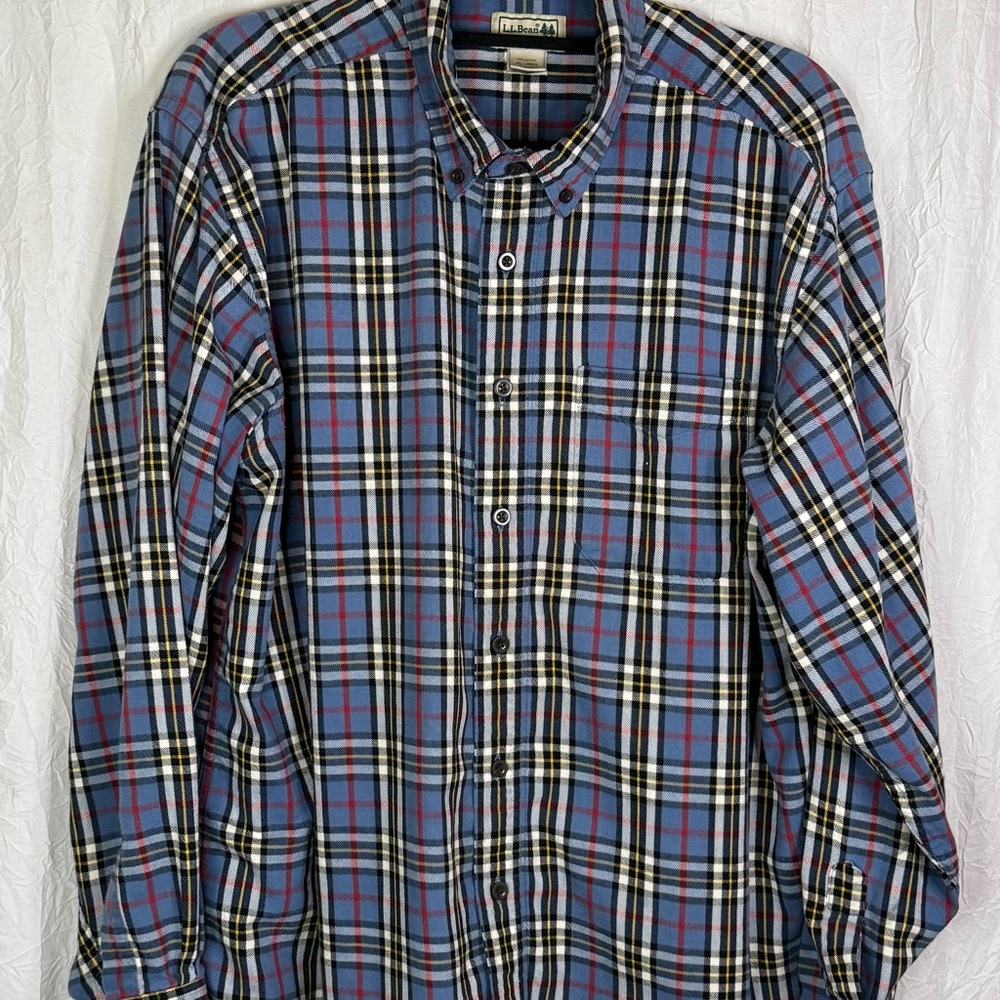 L.L. Bean Blue and Red Plaid Men's Shirt